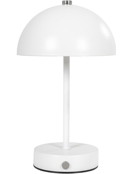 Lampe à poser moderne Led rechargeable Chapignon Hauteur 25 cm Métal Blanc Argenté Holt 