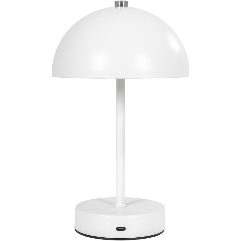Lampe à poser moderne Led rechargeable Chapignon Hauteur 25 cm Métal Blanc Argenté Holt 