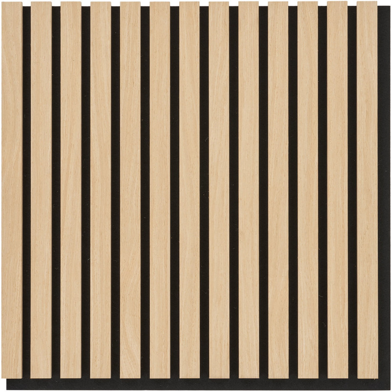 Décoration murale Panneau acoustique carré 52 cm Bois MDF Naturel Effet chêne Polyester Noir Akoustia (Lot de 2) 