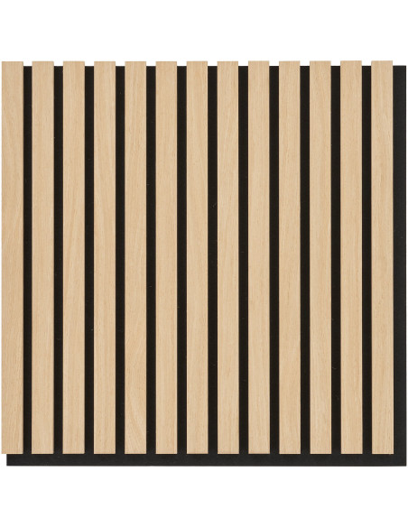 Décoration murale Panneau acoustique carré 52 cm Bois MDF Naturel Effet chêne Polyester Noir Akoustia (Lot de 2) 