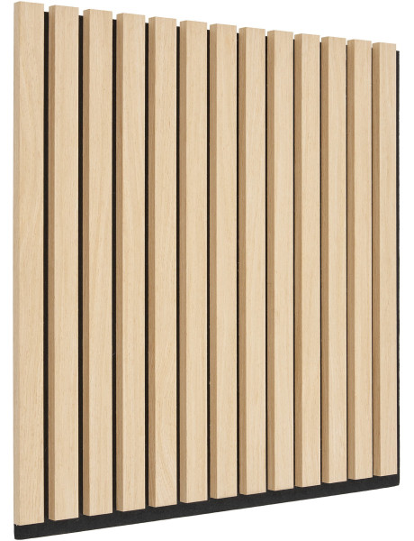 Décoration murale Panneau acoustique carré 52 cm Bois MDF Naturel Effet chêne Polyester Noir Akoustia (Lot de 2) 