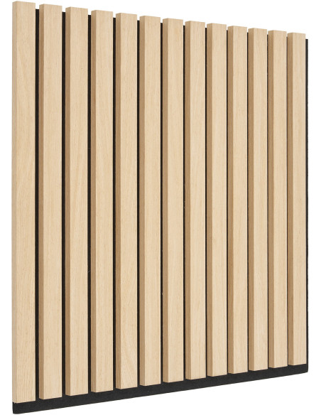 Décoration murale Panneau acoustique carré 52 cm Bois MDF Naturel Effet chêne Polyester Noir Akoustia (Lot de 2) 