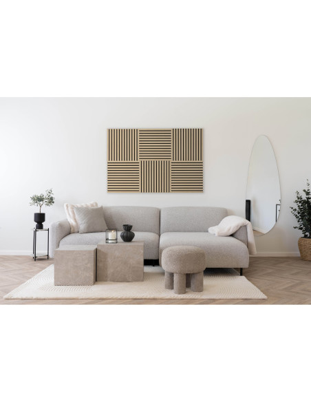 Décoration murale Panneau acoustique carré 52 cm Bois MDF Naturel Effet chêne Polyester Noir Akoustia (Lot de 2) 