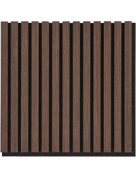Décoration murale Panneau acoustique carré 52 cm Bois MDF Marron foncé Effet noyer Polyester Noir Akoustia (Lot de 2) 