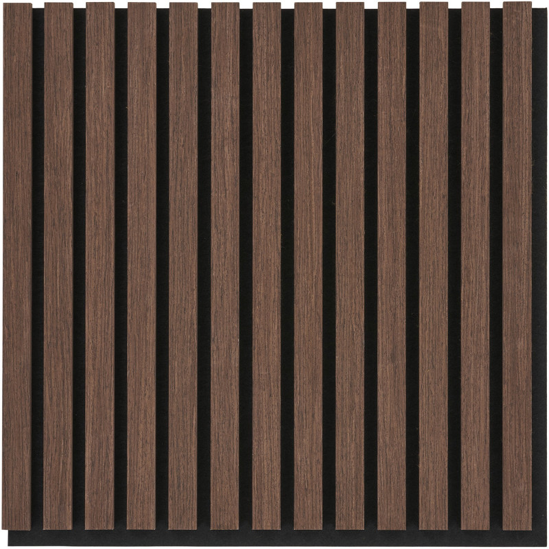 Décoration murale Panneau acoustique carré 52 cm Bois MDF Marron foncé Effet noyer Polyester Noir Akoustia (Lot de 2) 