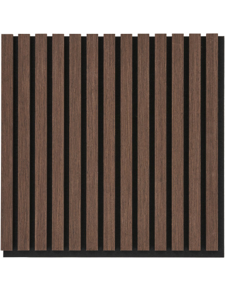 Décoration murale Panneau acoustique carré 52 cm Bois MDF Marron foncé Effet noyer Polyester Noir Akoustia (Lot de 2) 