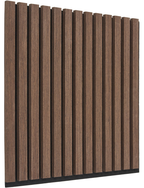 Décoration murale Panneau acoustique carré 52 cm Bois MDF Marron foncé Effet noyer Polyester Noir Akoustia (Lot de 2) 