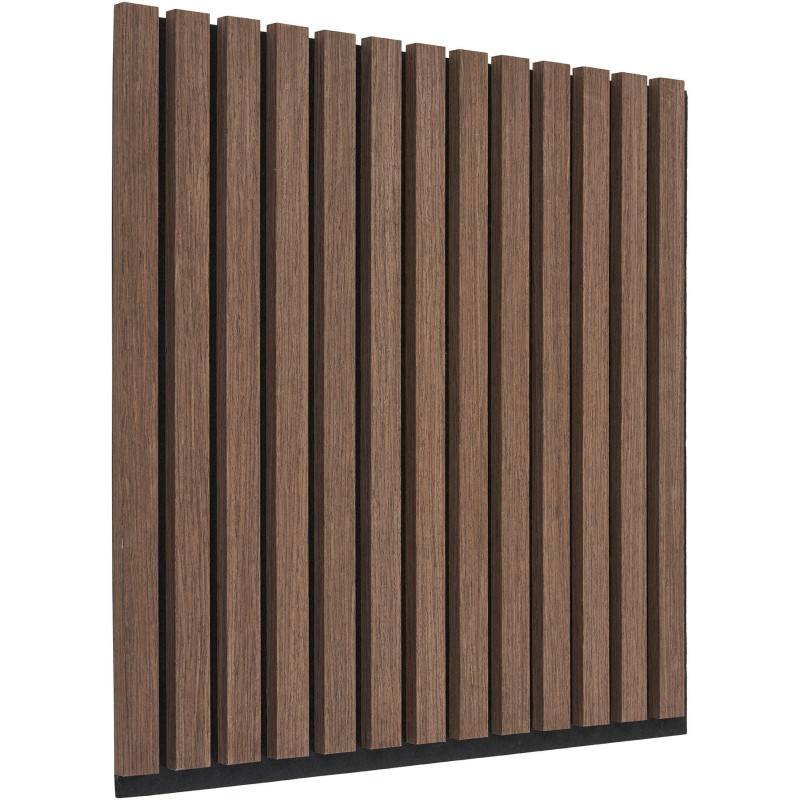 Décoration murale Panneau acoustique carré 52 cm Bois MDF Marron foncé Effet noyer Polyester Noir Akoustia (Lot de 2) 