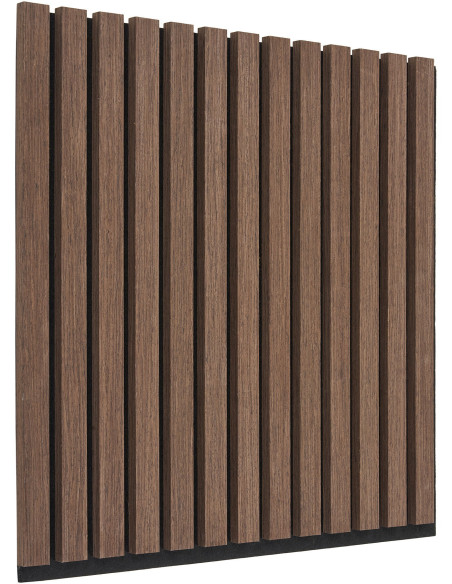 Décoration murale Panneau acoustique carré 52 cm Bois MDF Marron foncé Effet noyer Polyester Noir Akoustia (Lot de 2) 