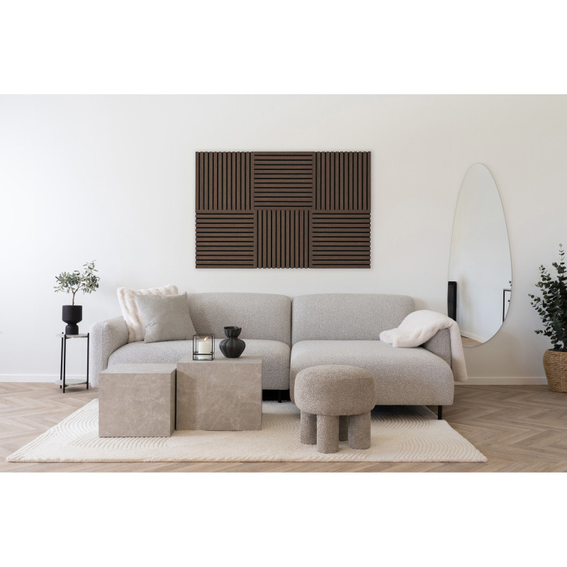 Décoration murale Panneau acoustique carré 52 cm Bois MDF Marron foncé Effet noyer Polyester Noir Akoustia (Lot de 2) 