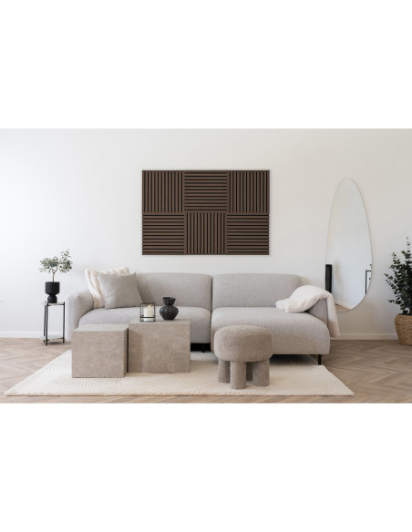 Décoration murale Panneau acoustique carré 52 cm Bois MDF Marron foncé Effet noyer Polyester Noir Akoustia (Lot de 2) 
