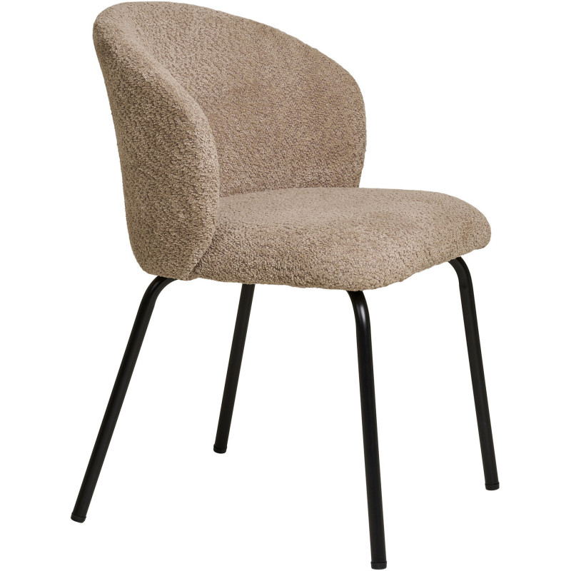 Chaise moderne bouclette Tissu Beige Bouclé Safira (Lot de 2) 