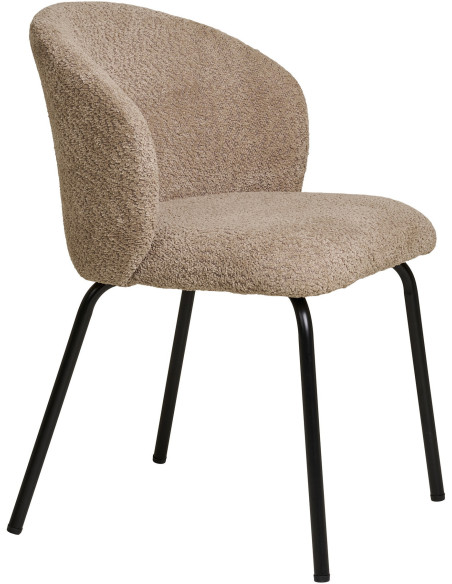 Chaise moderne bouclette Tissu Beige Bouclé Safira (Lot de 2) 