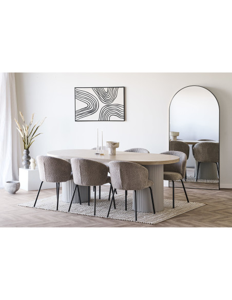 Chaise moderne bouclette Tissu Beige Bouclé Safira (Lot de 2) 