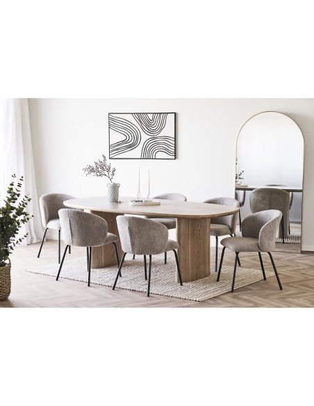 Chaise moderne bouclette Tissu Beige Bouclé Safira (Lot de 2) 