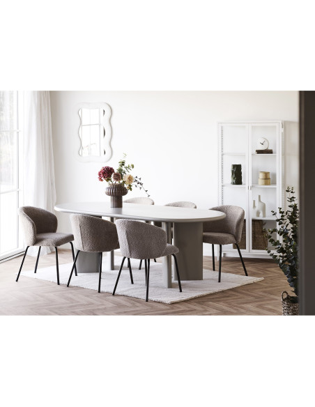 Chaise moderne bouclette Tissu Beige Bouclé Safira (Lot de 2) 