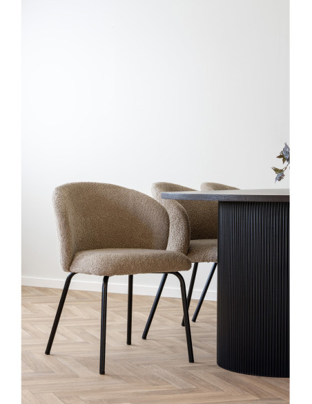 Chaise moderne bouclette Tissu Beige Bouclé Safira (Lot de 2) 