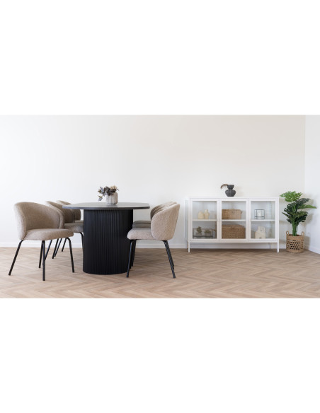 Chaise moderne bouclette Tissu Beige Bouclé Safira (Lot de 2) 