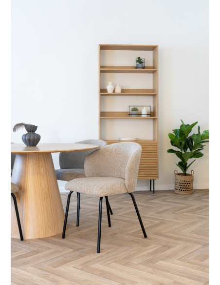 Chaise moderne bouclette Tissu Beige Bouclé Safira (Lot de 2) 