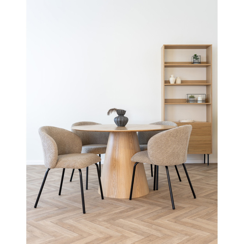 Chaise moderne bouclette Tissu Beige Bouclé Safira (Lot de 2) 