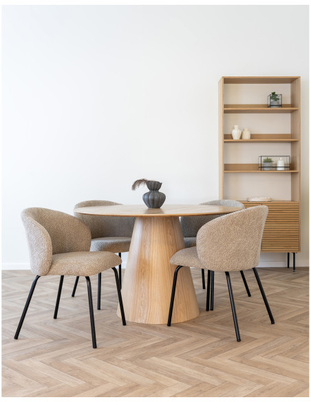 Chaise moderne bouclette Tissu Beige Bouclé Safira (Lot de 2) 