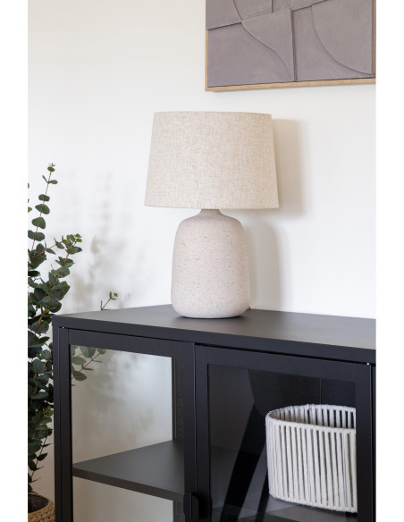 Lampe à poser moderne Hauteur 46 cm Céramique Tissu Sable Croft 