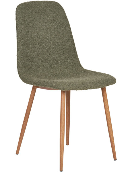 Chaise moderne bouclette Tissu Vert foncé Bouclé Métal Naturel Effet bois Stockholm (Lot de 2) 