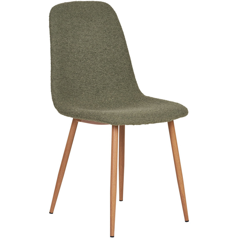 Chaise moderne bouclette Tissu Vert foncé Bouclé Métal Naturel Effet bois Stockholm (Lot de 2) 