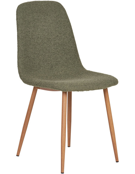 Chaise moderne bouclette Tissu Vert foncé Bouclé Métal Naturel Effet bois Stockholm (Lot de 2) 