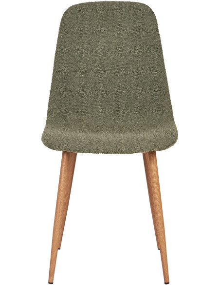 Chaise moderne bouclette Tissu Vert foncé Bouclé Métal Naturel Effet bois Stockholm (Lot de 2) 