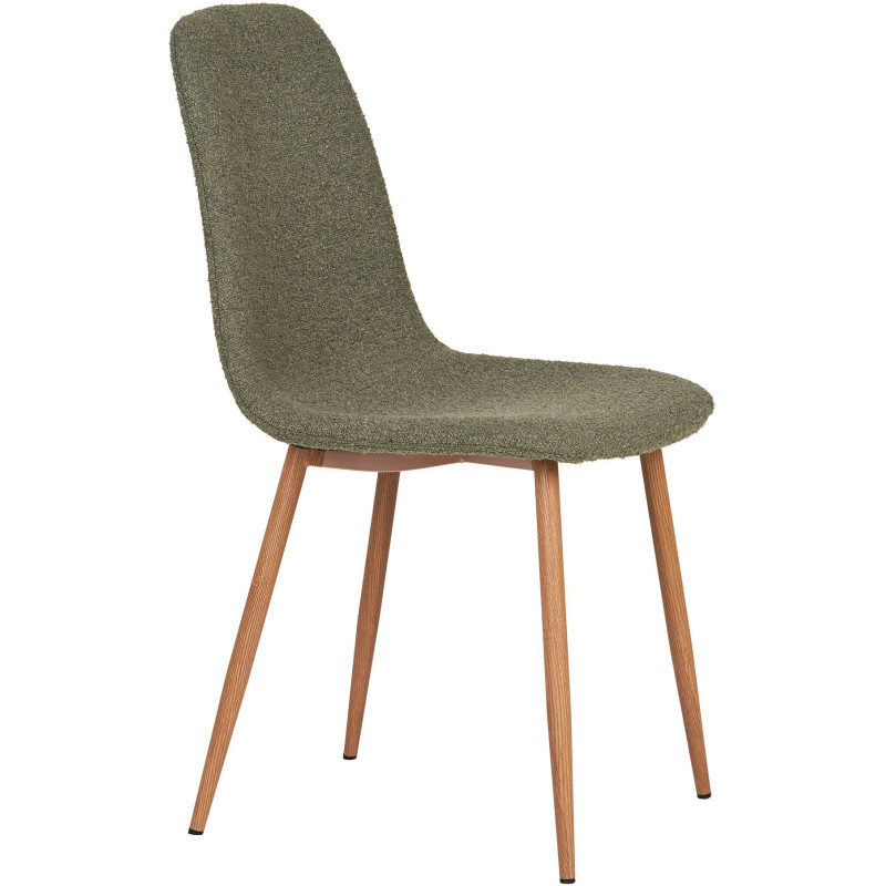 Chaise moderne bouclette Tissu Vert foncé Bouclé Métal Naturel Effet bois Stockholm (Lot de 2) 