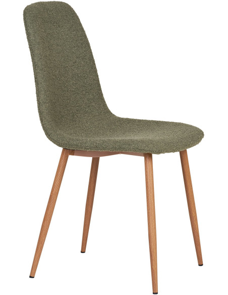 Chaise moderne bouclette Tissu Vert foncé Bouclé Métal Naturel Effet bois Stockholm (Lot de 2) 