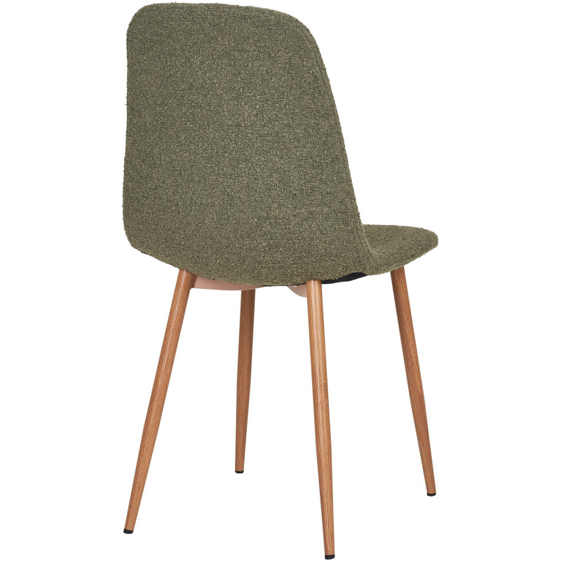 Chaise moderne bouclette Tissu Vert foncé Bouclé Métal Naturel Effet bois Stockholm (Lot de 2) 