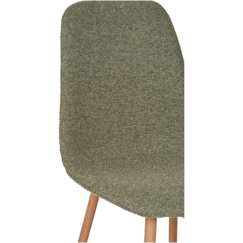Chaise moderne bouclette Tissu Vert foncé Bouclé Métal Naturel Effet bois Stockholm (Lot de 2) 