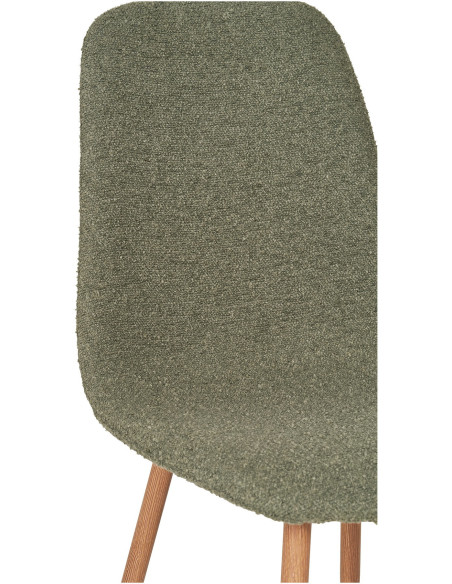 Chaise moderne bouclette Tissu Vert foncé Bouclé Métal Naturel Effet bois Stockholm (Lot de 2) 