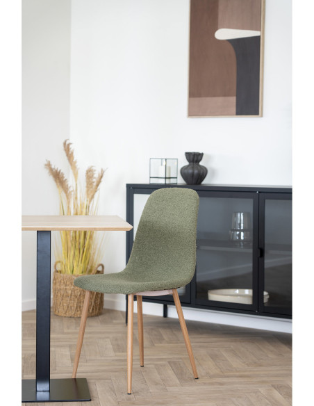 Chaise moderne bouclette Tissu Vert foncé Bouclé Métal Naturel Effet bois Stockholm (Lot de 2) 