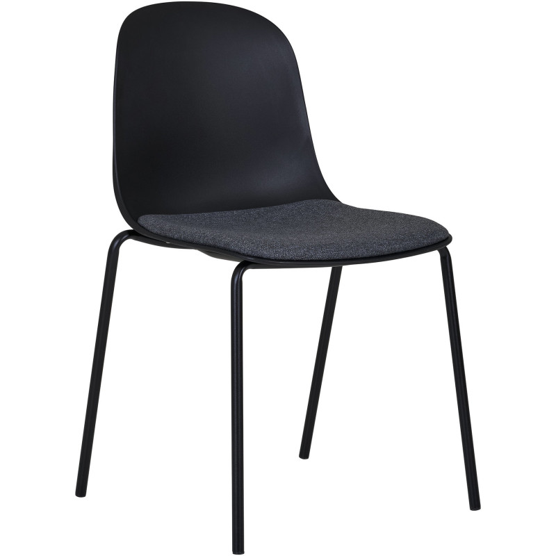 Chaise moderne Tissu Métal Plastique moulé Noir Madalena (Lot de 2) 