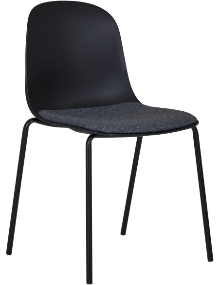 Chaise moderne Tissu Métal Plastique moulé Noir Madalena (Lot de 2) 