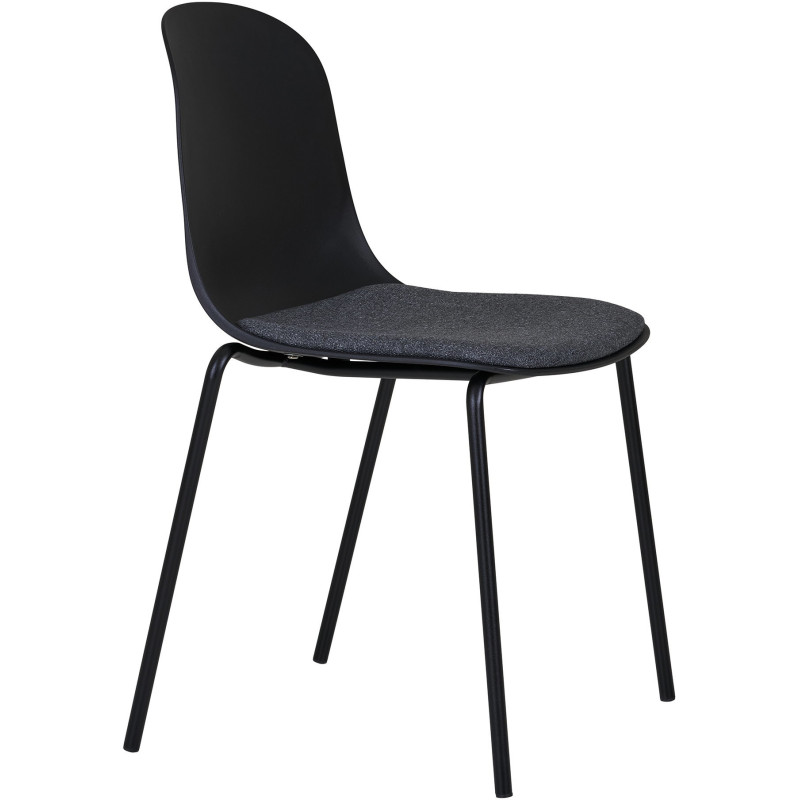 Chaise moderne Tissu Métal Plastique moulé Noir Madalena (Lot de 2) 