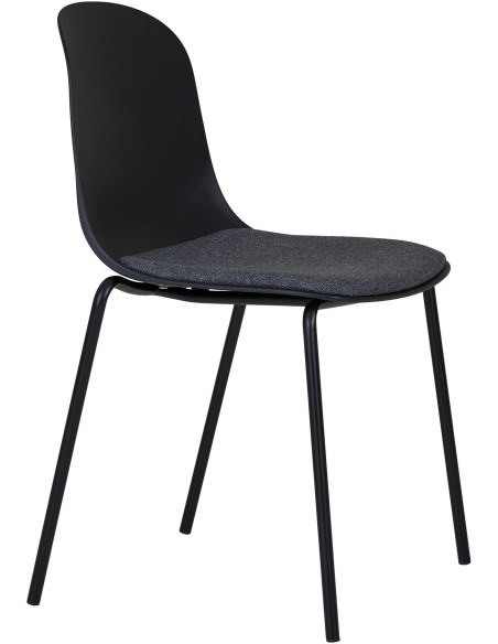 Chaise moderne Tissu Métal Plastique moulé Noir Madalena (Lot de 2) 