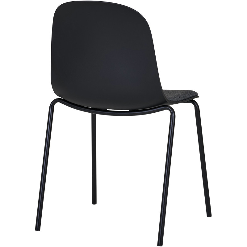Chaise moderne Tissu Métal Plastique moulé Noir Madalena (Lot de 2) 