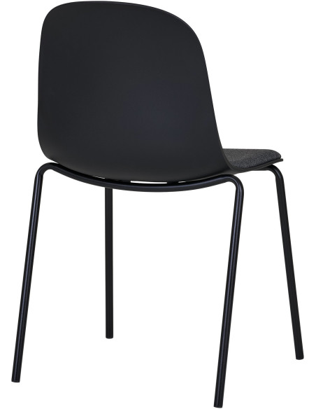 Chaise moderne Tissu Métal Plastique moulé Noir Madalena (Lot de 2) 