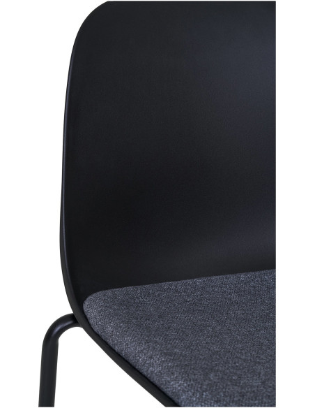 Chaise moderne Tissu Métal Plastique moulé Noir Madalena (Lot de 2) 