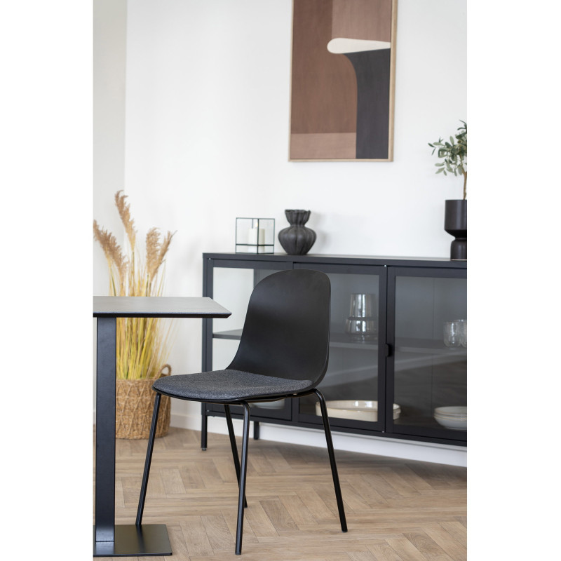 Chaise moderne Tissu Métal Plastique moulé Noir Madalena (Lot de 2) 
