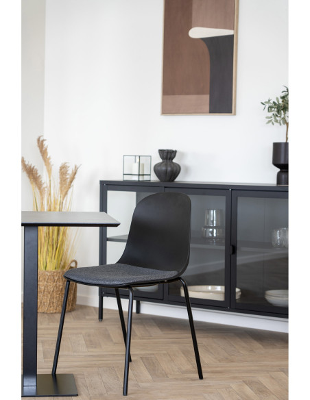 Chaise moderne Tissu Métal Plastique moulé Noir Madalena (Lot de 2) 