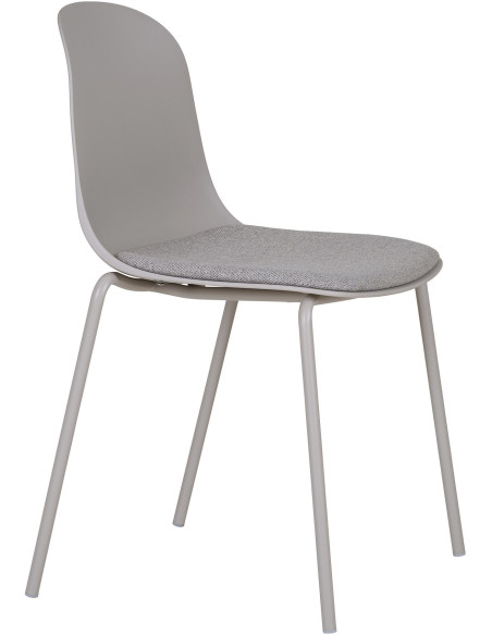 Chaise moderne Tissu Métal Plastique moulé Gris clair Madalena (Lot de 2) 