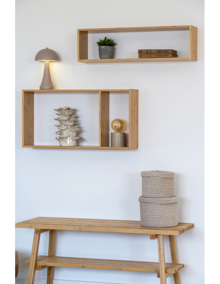 Grande Étagère murale 2 niches Bambou Naturel Ember 