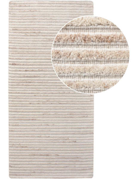 Tapis de couloir tufté Rectangulaire 80x180 Laine Coton Ivoire Mango 