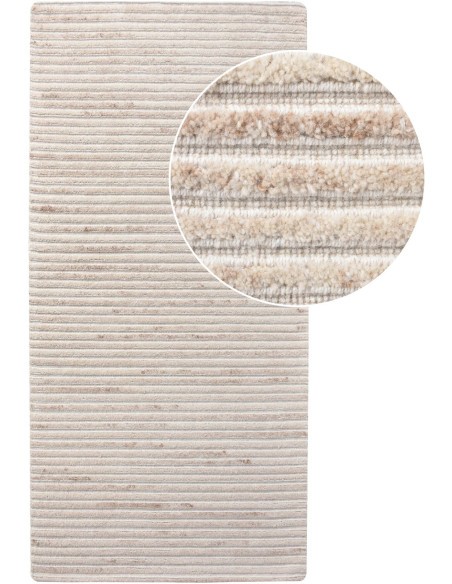 Tapis de couloir tufté Rectangulaire 80x180 Laine Coton Ivoire Mango 