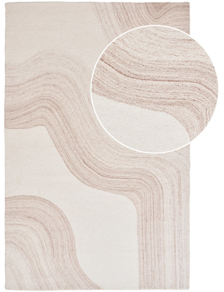 Grand Tapis moderne tufté Rectangulaire 160x230 Laine Marron clair Blanc ivoire Surat 